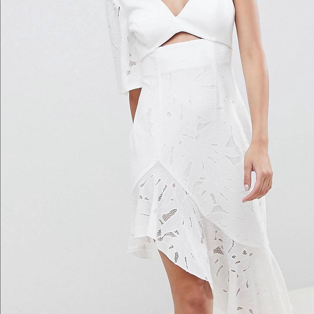 Lace one shoulder midi dress